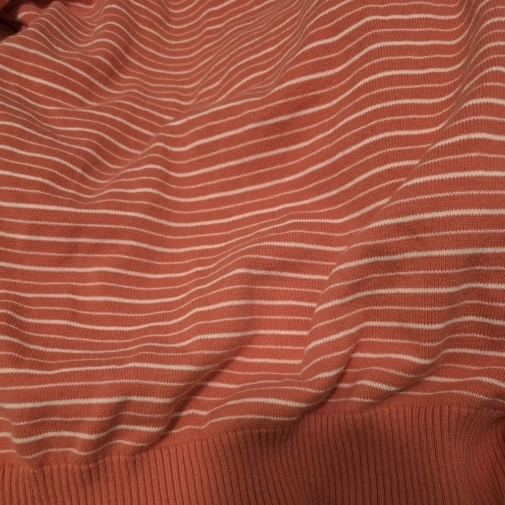 Robert Claridge Sweater 2X Orange White Stripe Crewneck Pullover Cardigan 💵 - Picture 3 of 11